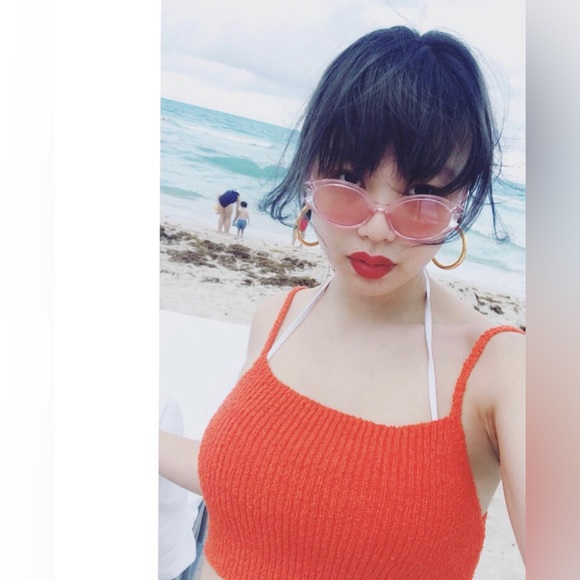 ZARA ORANGE RED KNIT TOP - Picture 4 of 4